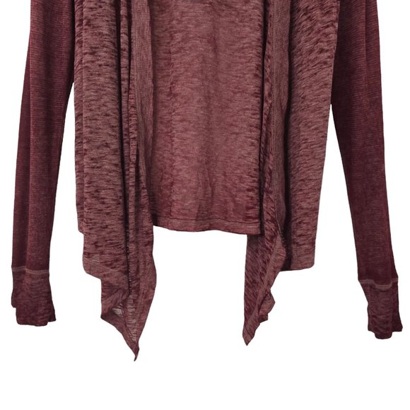 American Eagle Open Front Hooded Cardigan Womens Size S Lightweight Burgundy - Picture 10 of 16
